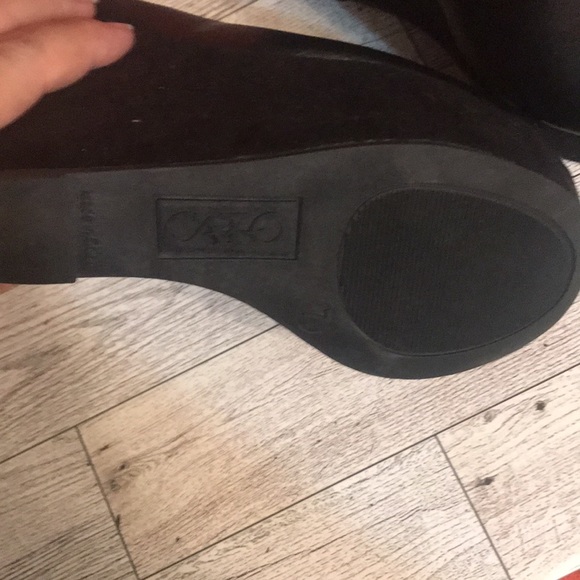 Black leather and suede platform heels - Picture 4 of 4